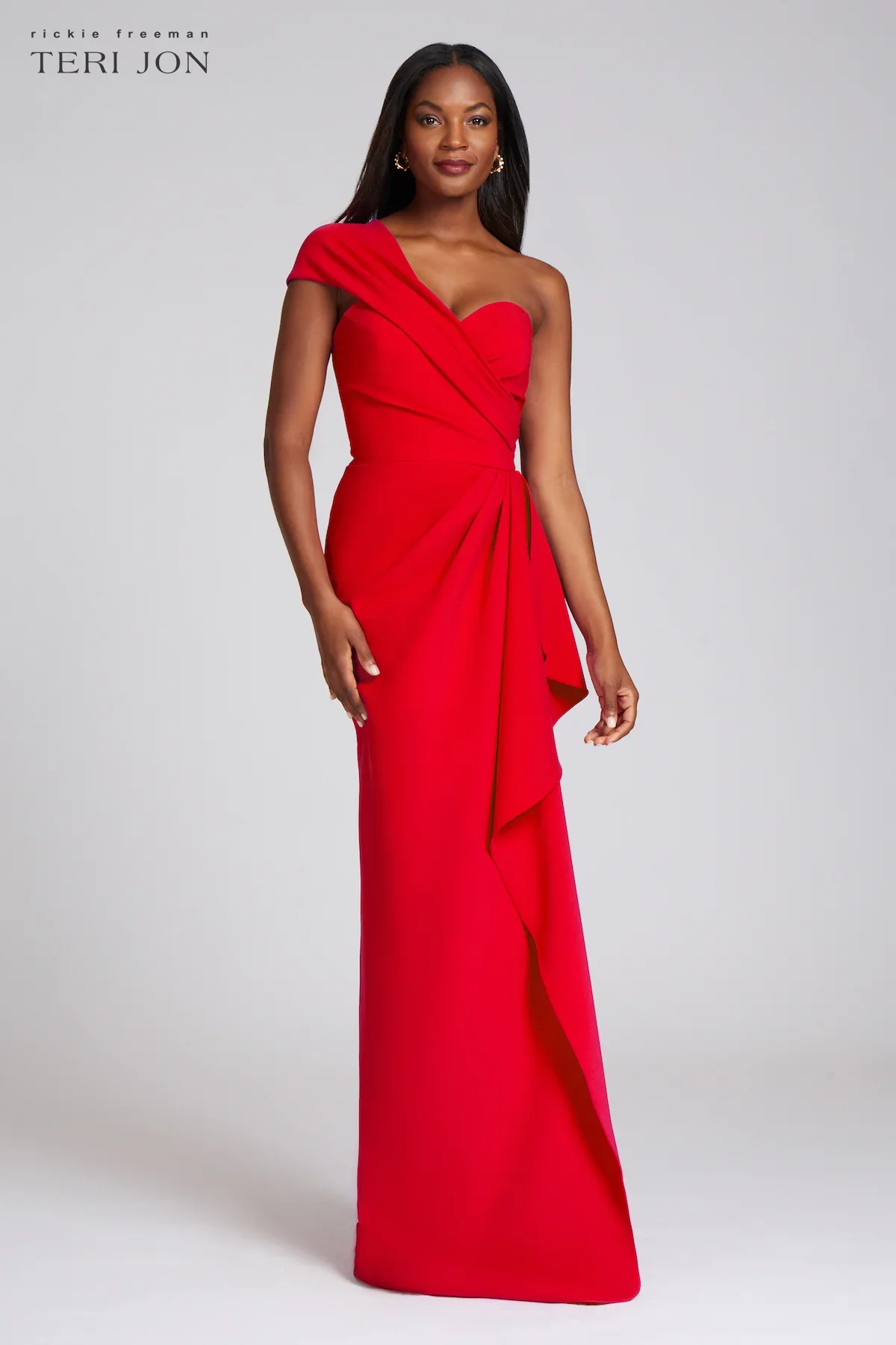 Teri Jon Stretch Crepe Side Drape Gown 219012 - Image 5