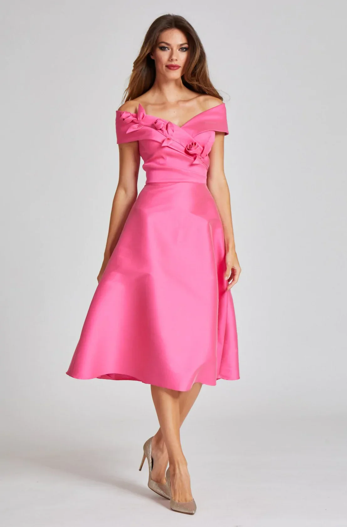 Teri Jon Stretch Gazar 3D Flower Trim Cocktail Dress 239224 - Image 2