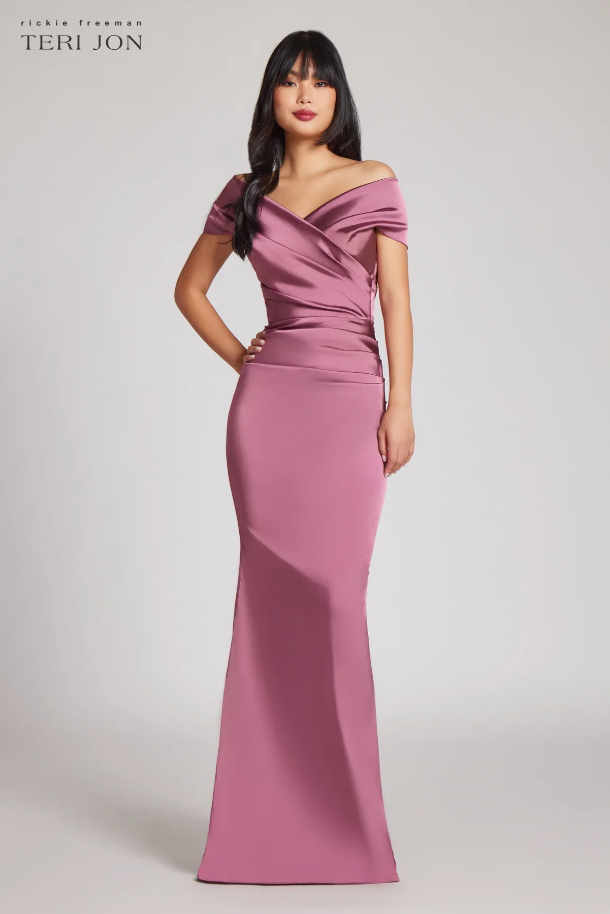 Teri Jon Stretch Satin Evening Gown 96022 - Image 13