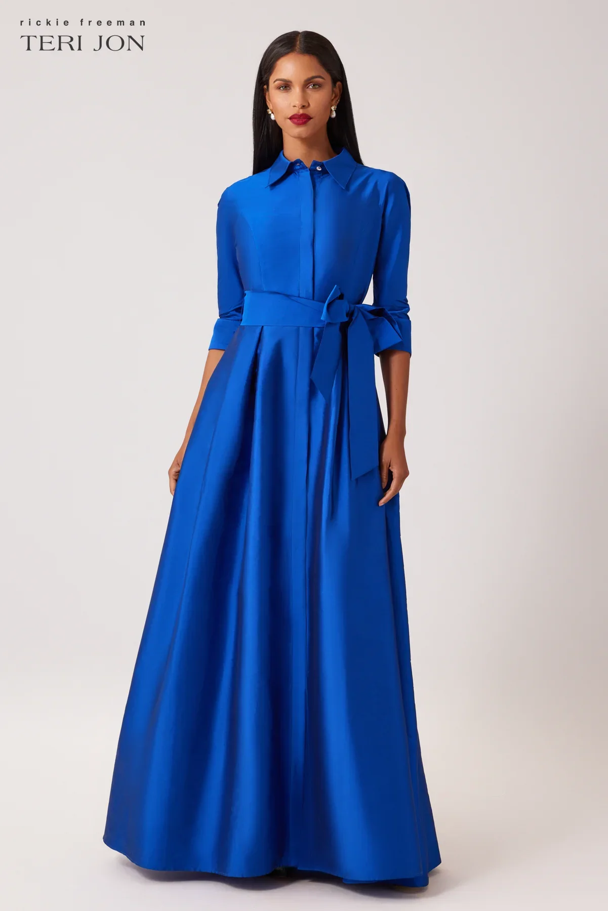 Teri Jon Taffeta Shirt Waist Evening Gown 229051 - Image 3