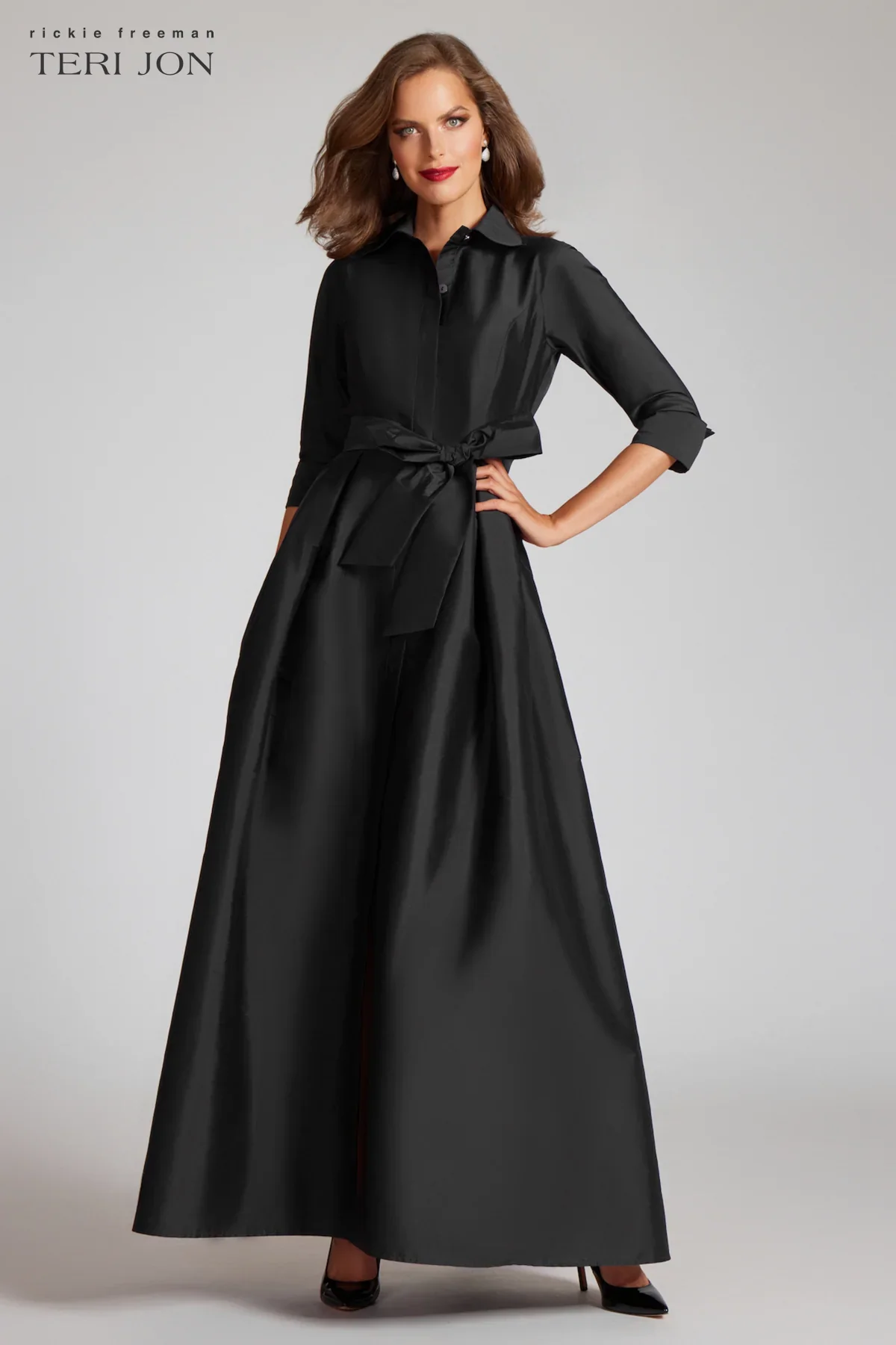 Teri Jon Taffeta Shirt Waist Evening Gown 229051 - Image 5