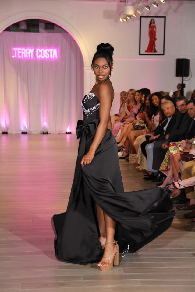 Terry Costa Exclusive Strapless Pearl Flowy Dress 19927A - Image 2