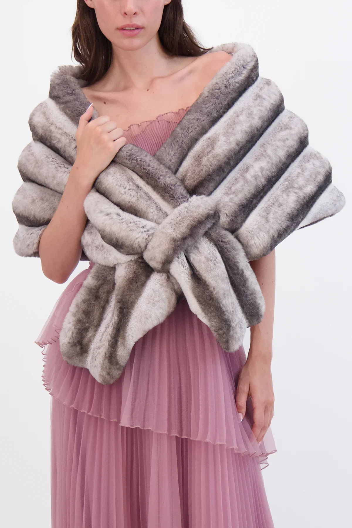 Theia Faux Fur Chinchilla Stole 8890009 - Image 10
