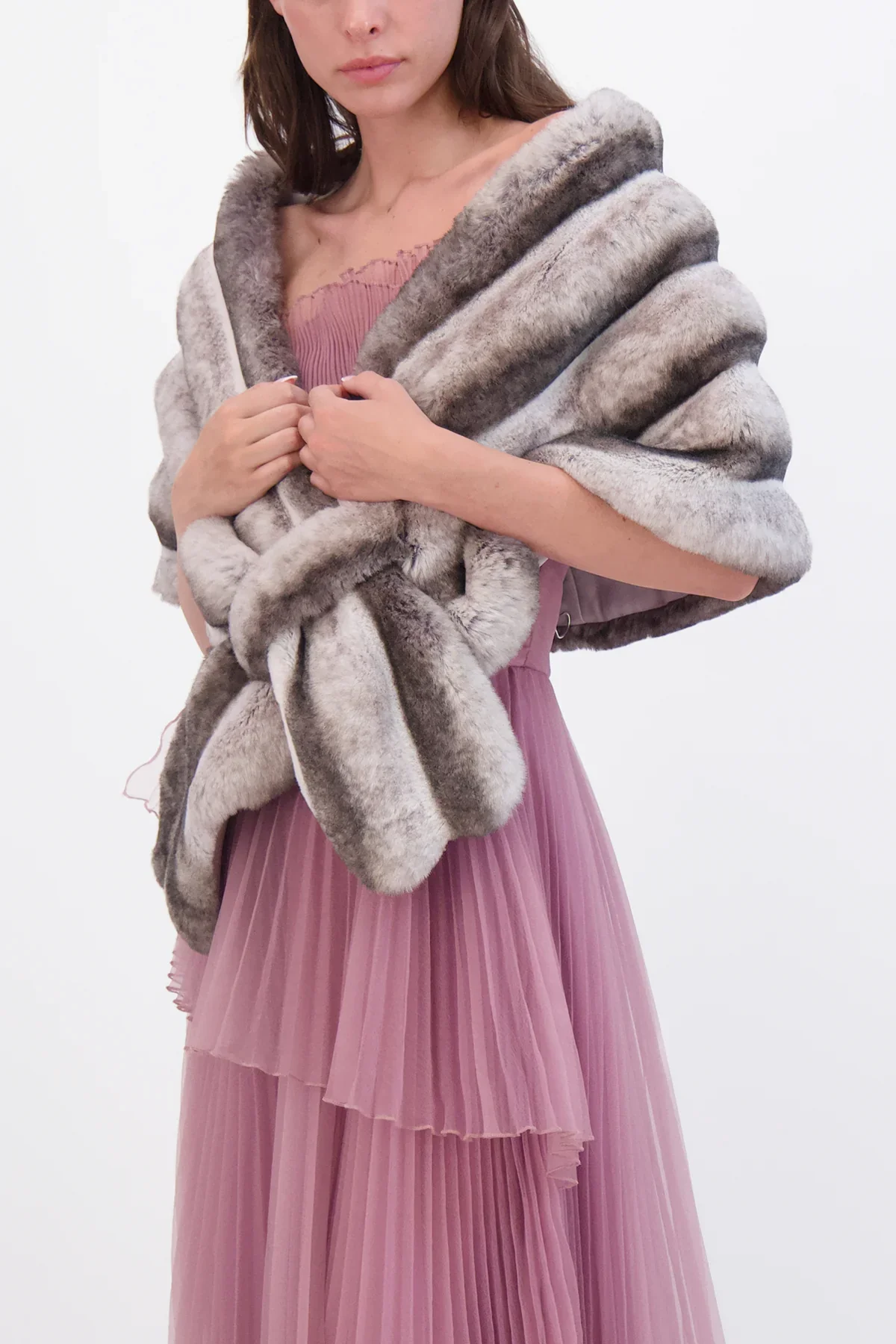 Theia Faux Fur Chinchilla Stole 8890009 - Image 11
