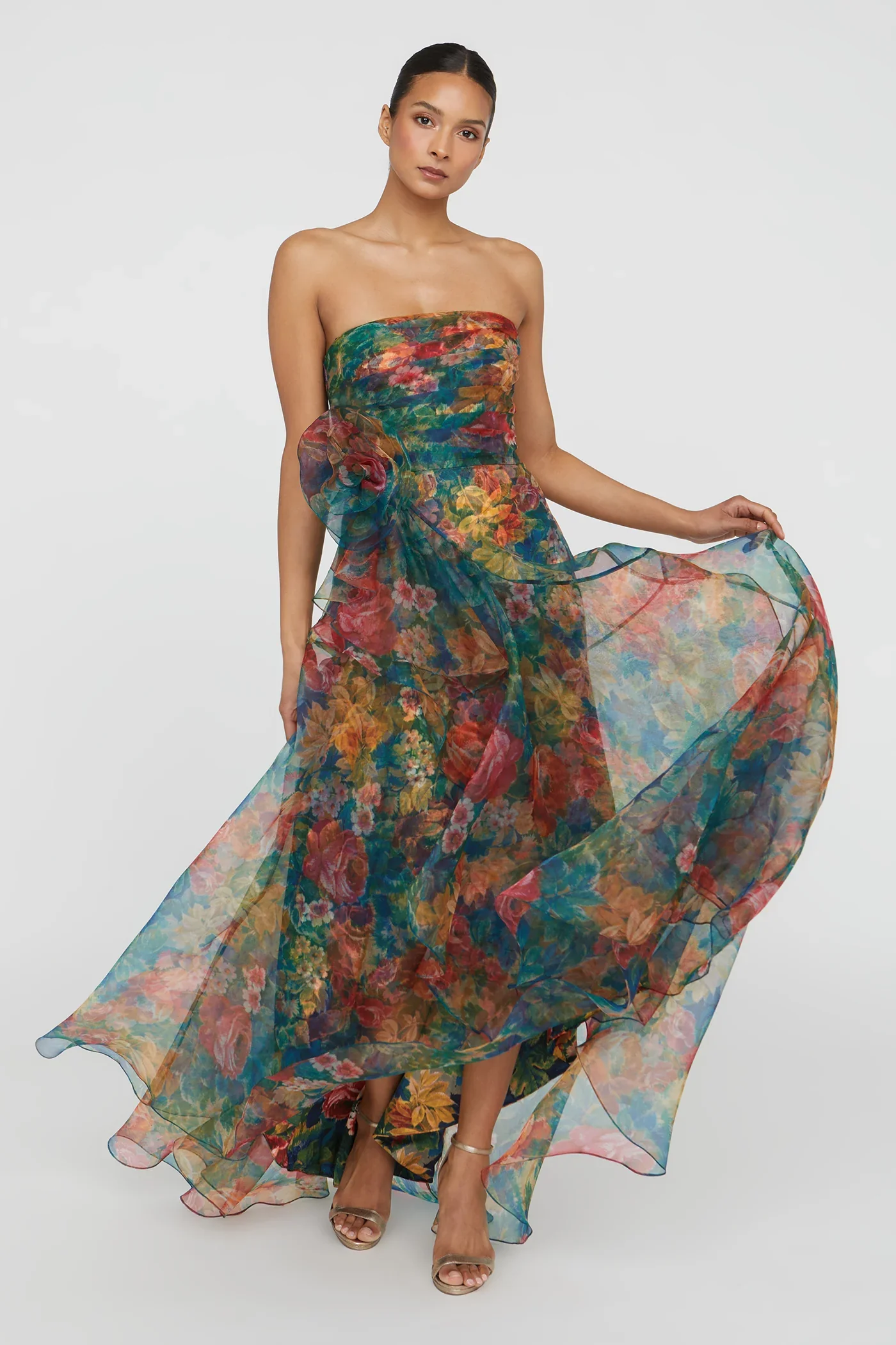 Theia "Leora" Rosette Ruffle Gown 88114353 - Image 8