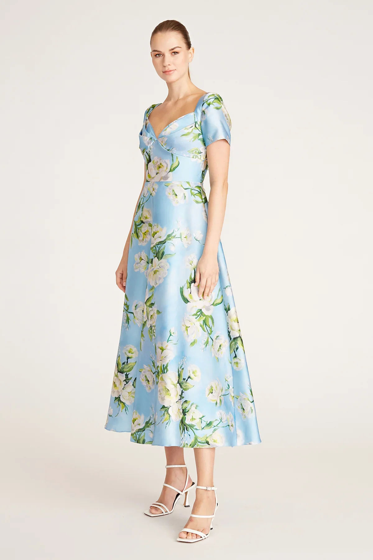 Theia Tea Length Floral "Anisa" Dress 8819403 - Image 3