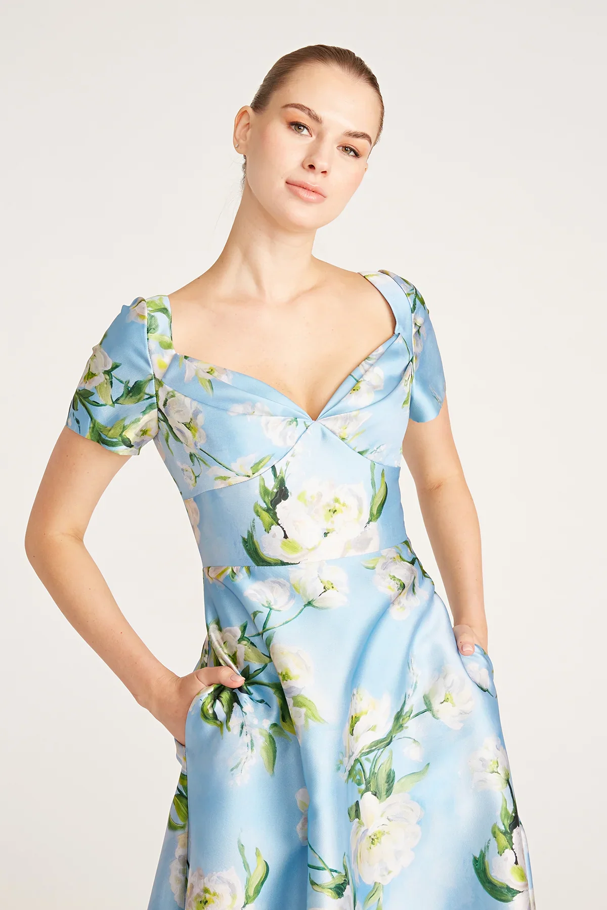 Theia Tea Length Floral "Anisa" Dress 8819403 - Image 4