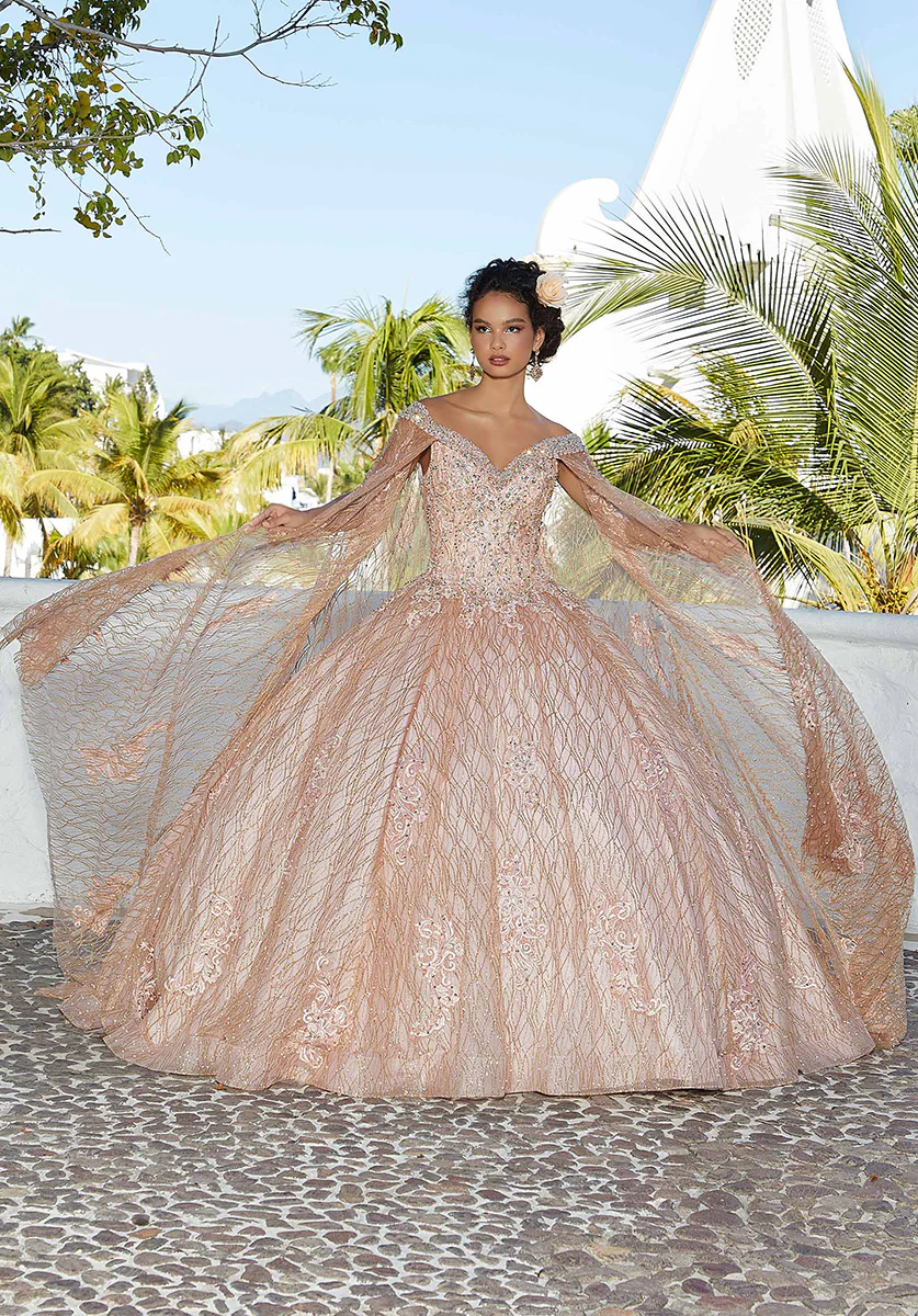 Vizcaya by Morilee Patterned Glitter Quince Dress 89357