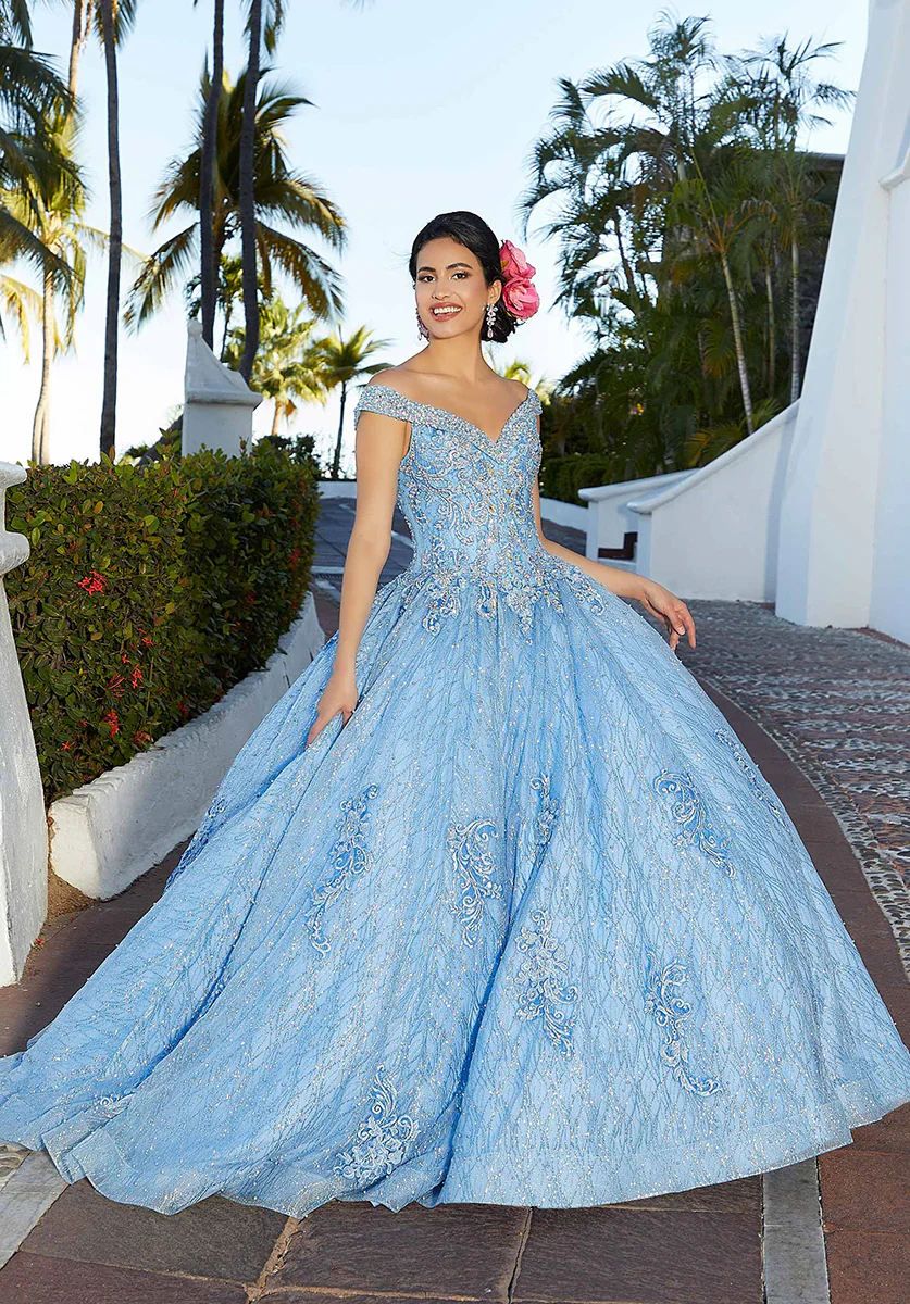 Vizcaya by Morilee Patterned Glitter Quince Dress 89357 - Image 3