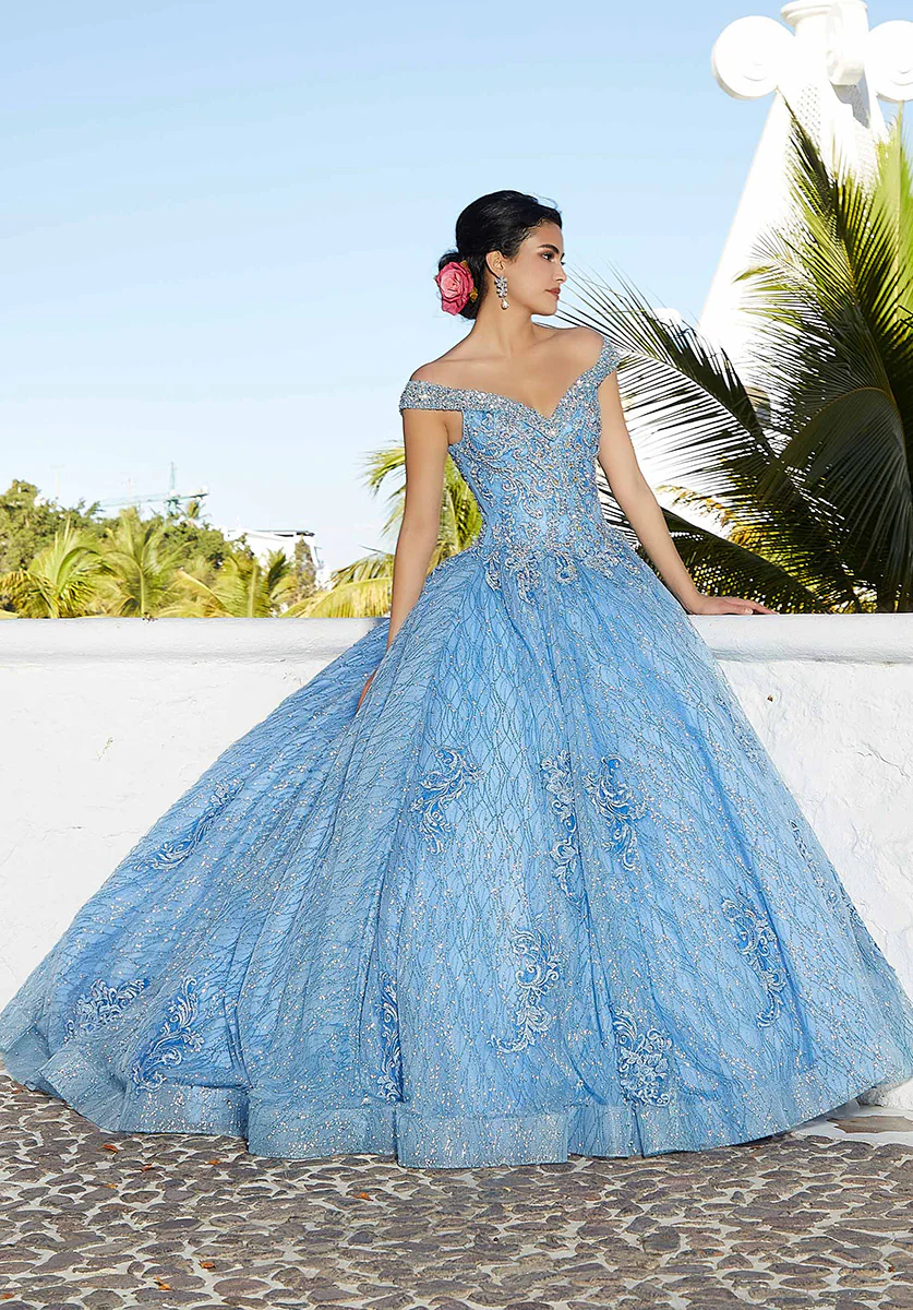 Vizcaya by Morilee Patterned Glitter Quince Dress 89357 - Image 7