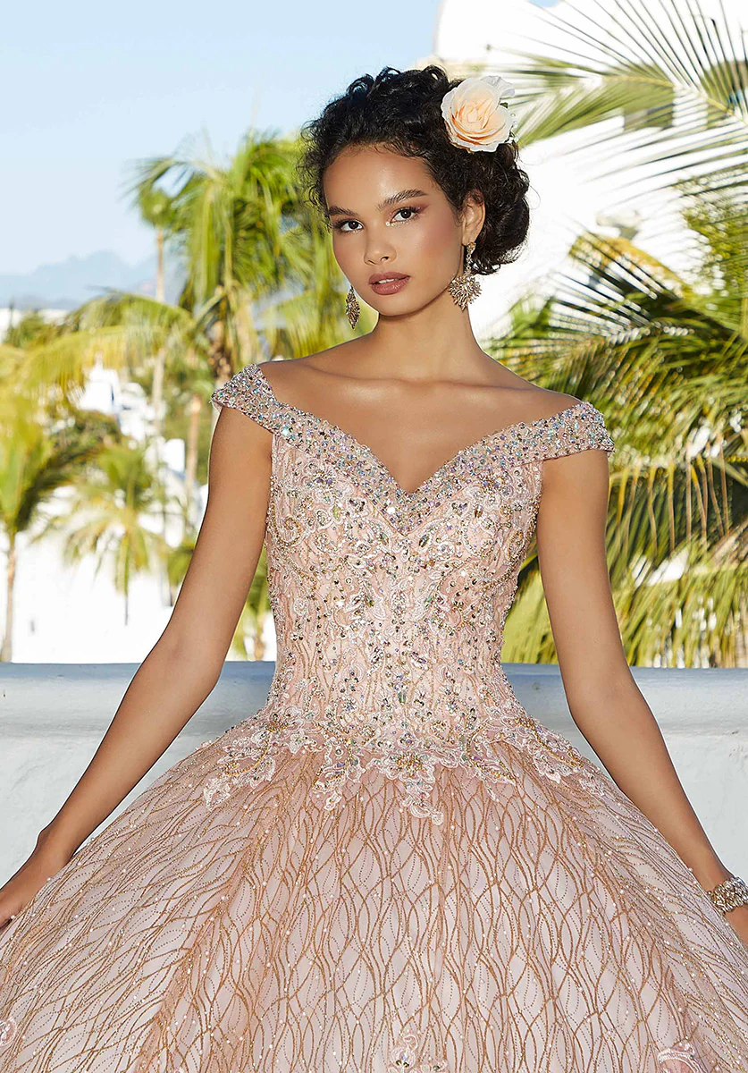 Vizcaya by Morilee Patterned Glitter Quince Dress 89357 - Image 8