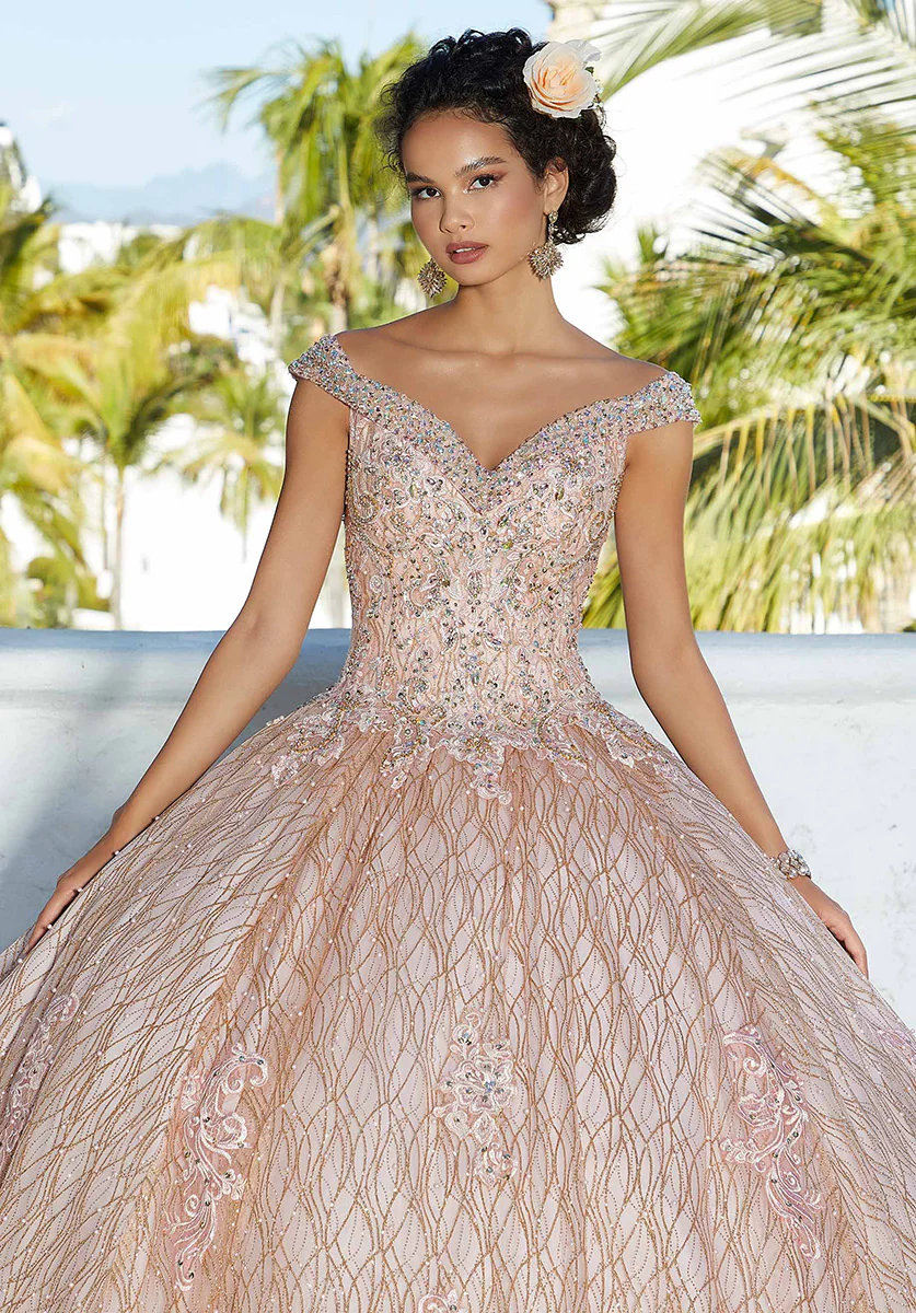 Vizcaya by Morilee Patterned Glitter Quince Dress 89357 - Image 9