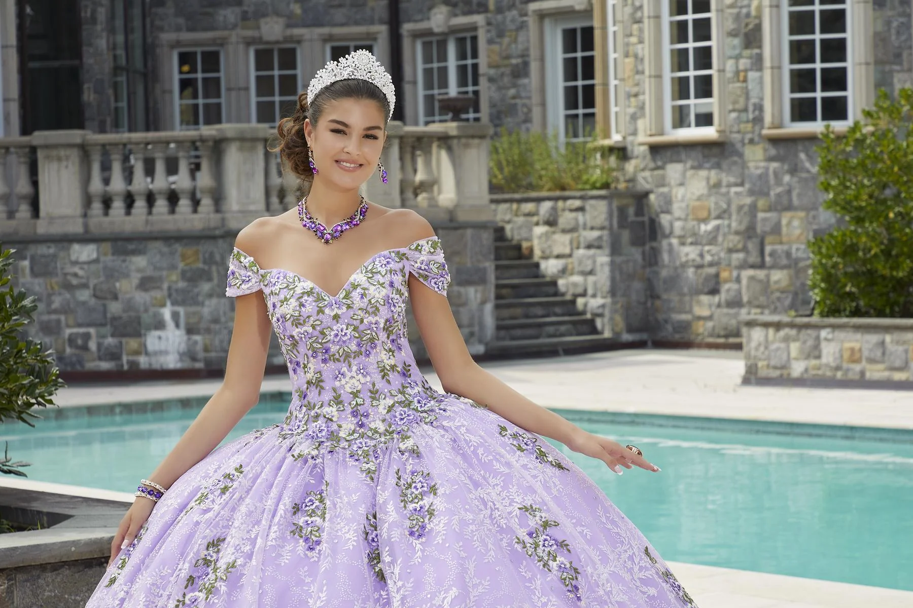 Vizcaya by Morilee Floral Embroidered Quince Dress 89405 - Image 8