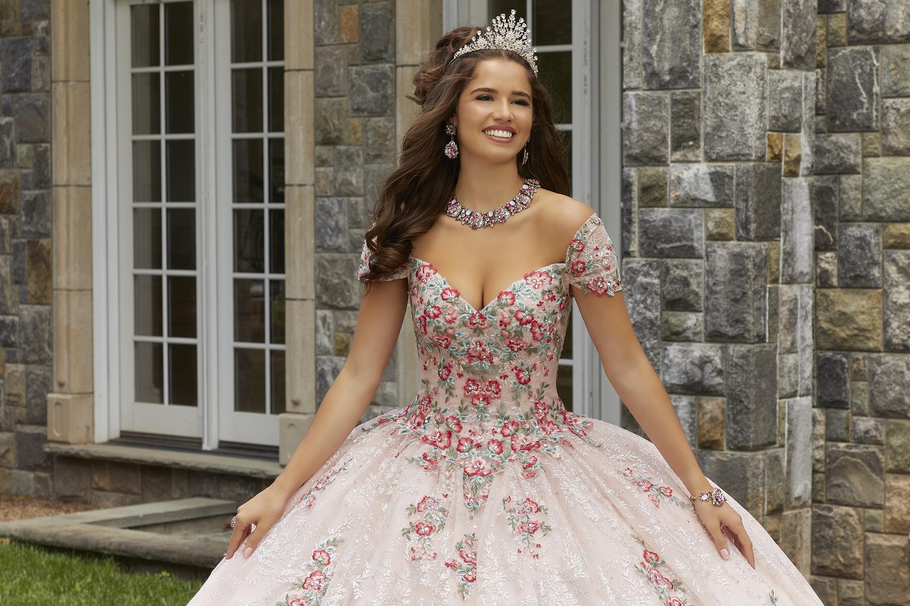 Vizcaya by Morilee Floral Embroidered Quince Dress 89405 - Image 9