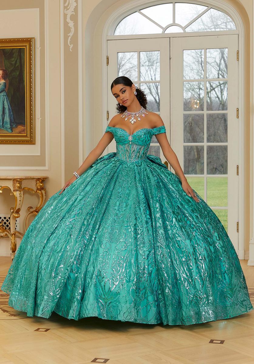 Vizcaya by Morilee Glitter Tulle Quince Dress 89455 - Image 5