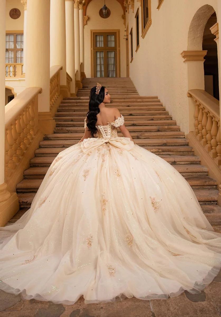 Vizcaya by Morilee Metallic Lace Quince Dress 89473 - Image 2