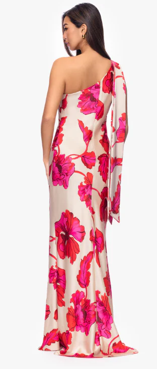 Xscape Evening One Shoulder Satin Dress 7579X - Image 2