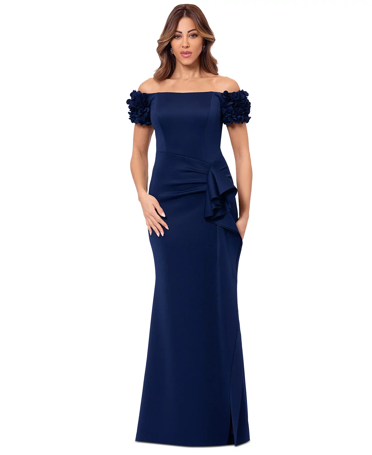 Xscape Evenings Floral Off the Shoulder Dress 6341X
