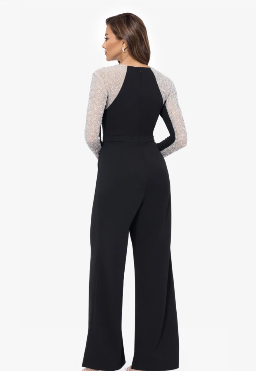Xscape Evenings Long Sleeve Heat Stone Jumpsuit 6533X - Image 2