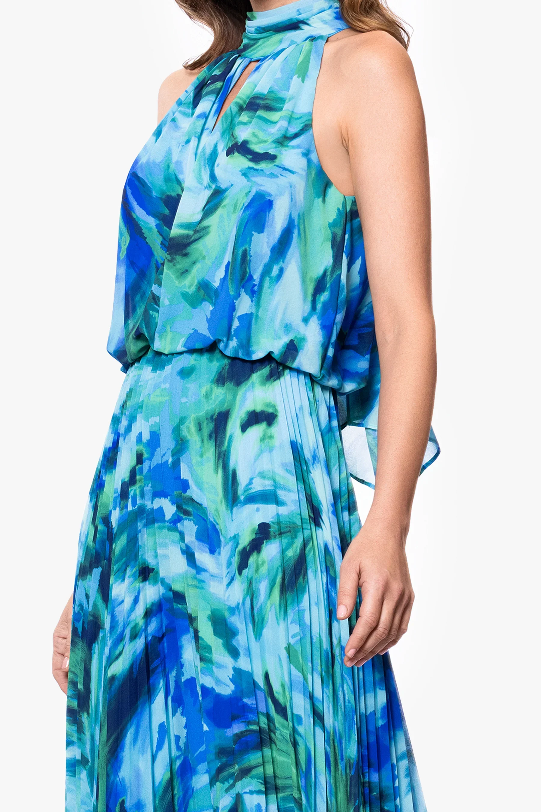 Xscape Evenings "Maeve" Floral Print Chiffon Mock Neck Dress 6876X - Image 2