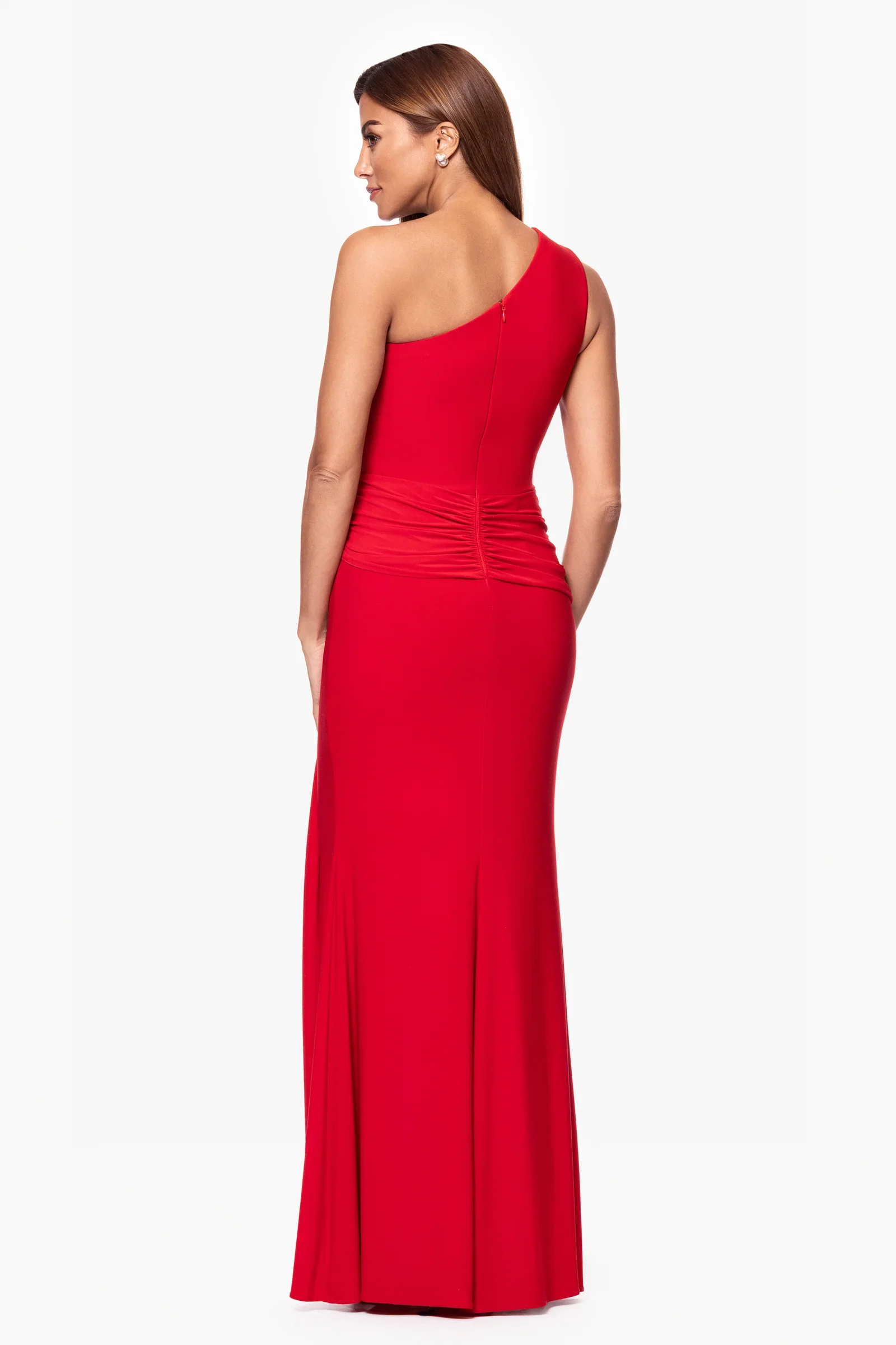 Xscape Evenings "Nara" One Shoulder Rouched Dress 6725X - Image 3