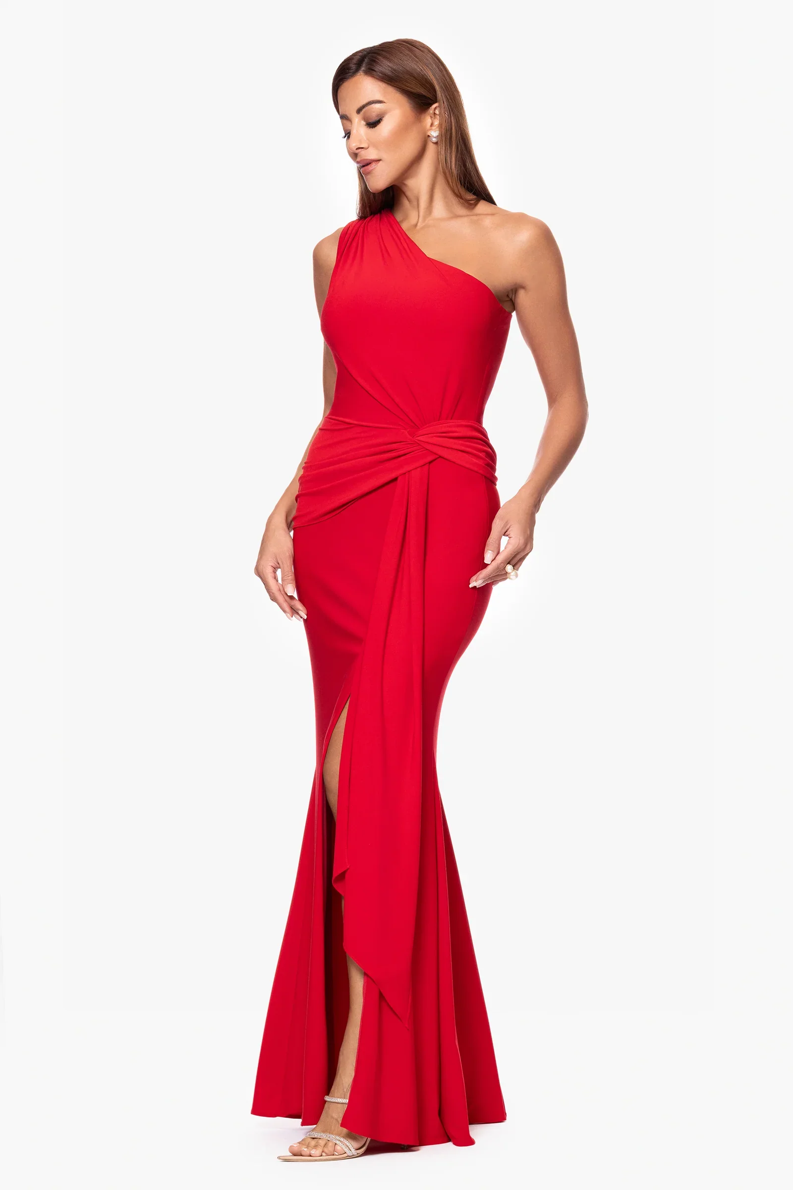 Xscape Evenings "Nara" One Shoulder Rouched Dress 6725X - Image 4