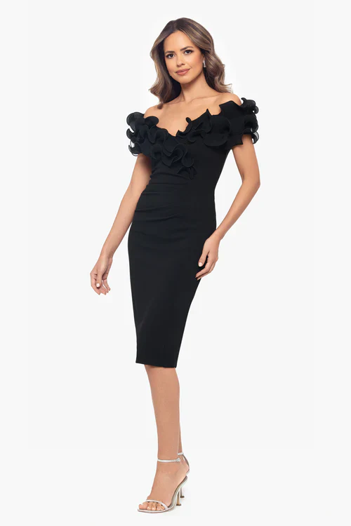 Xscape Evenings "Natalia" Ruffle Knee Length Dress 6298X - Image 4