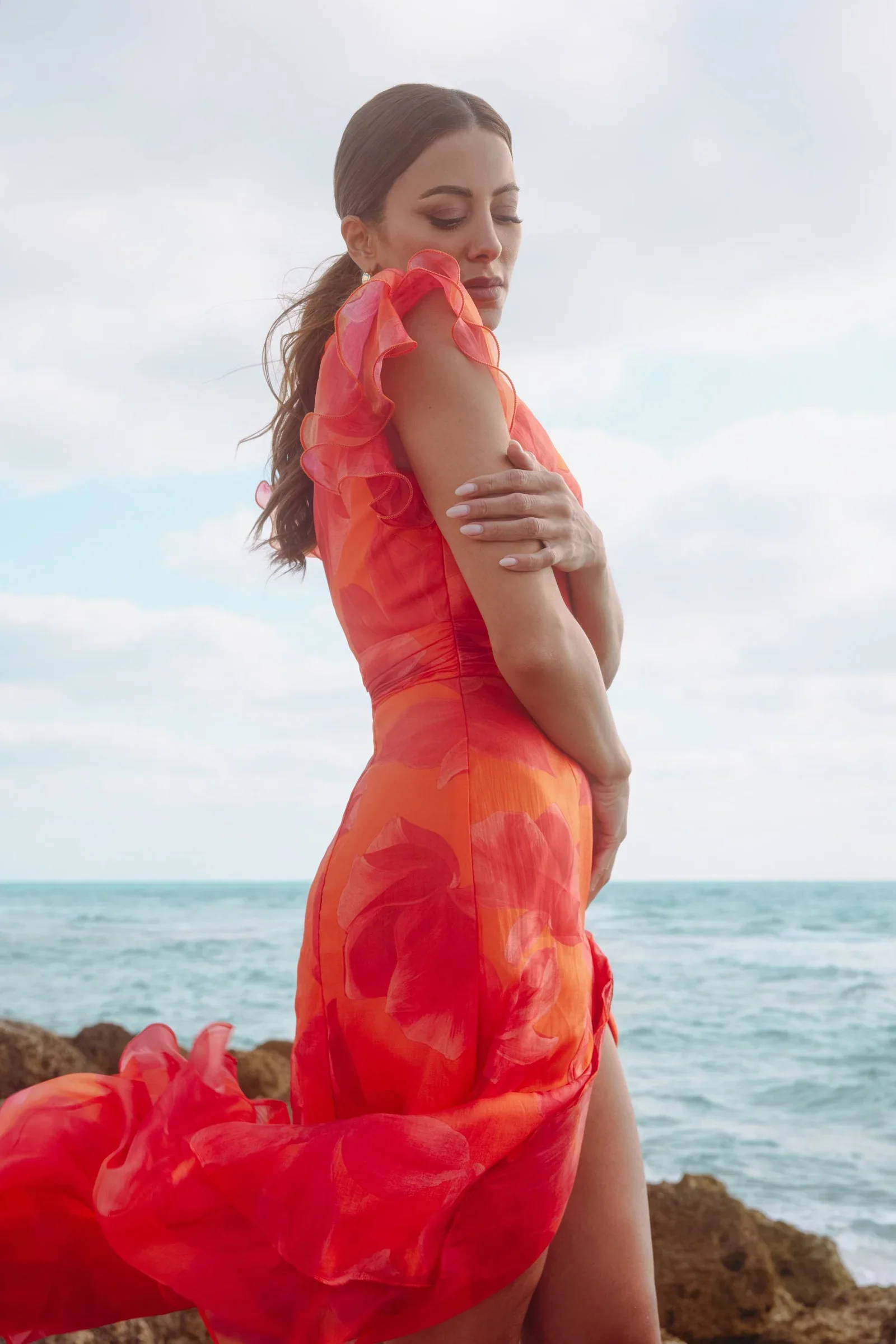 Xscape Evenings "Patricia" Floral Organza High Low Dress 6927X - Image 5