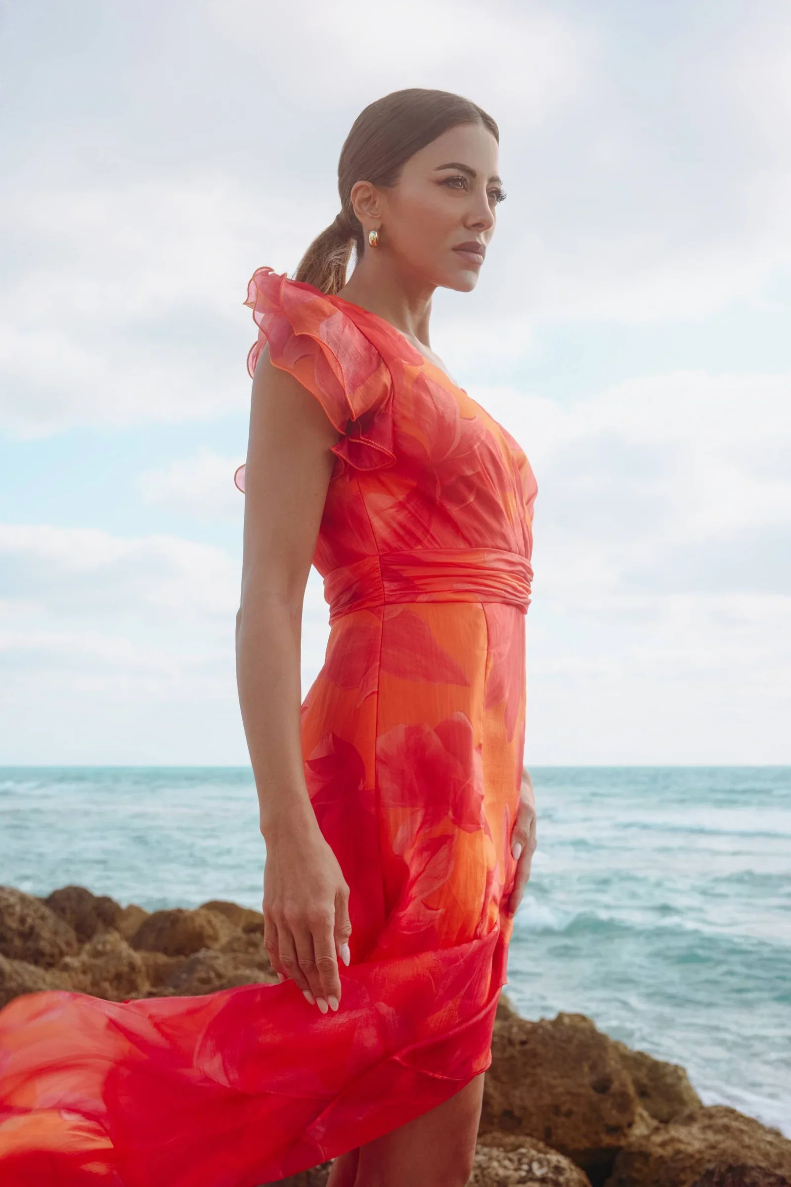 Xscape Evenings "Patricia" Floral Organza High Low Dress 6927X - Image 6