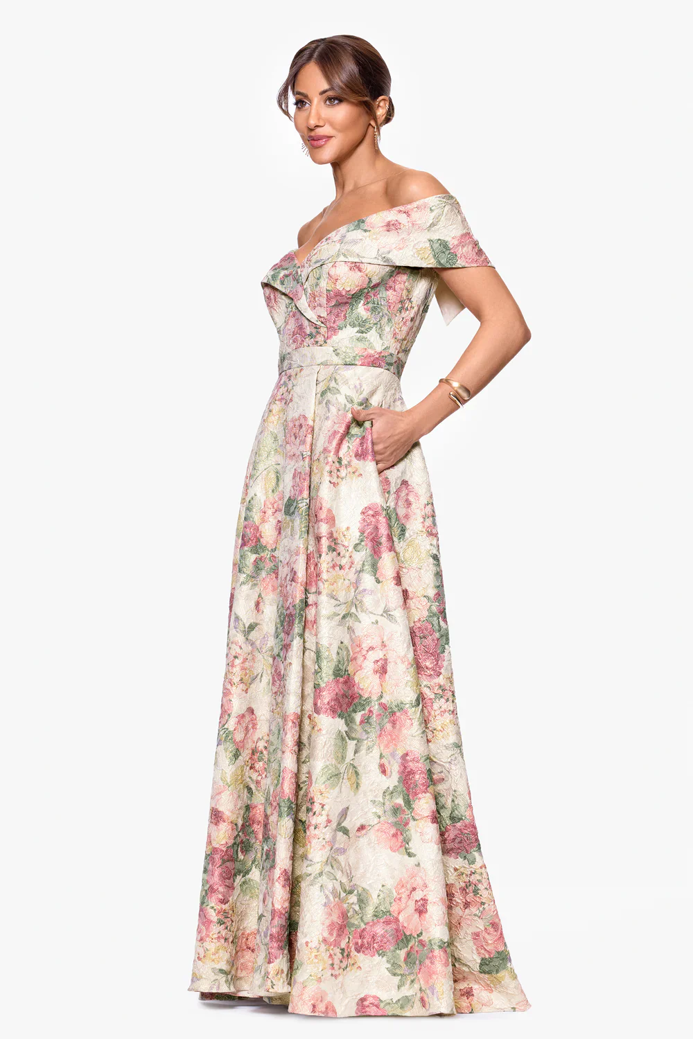 Xscape Evenings "Rachel" Print Floral Brocade Dress 6999X - Image 4