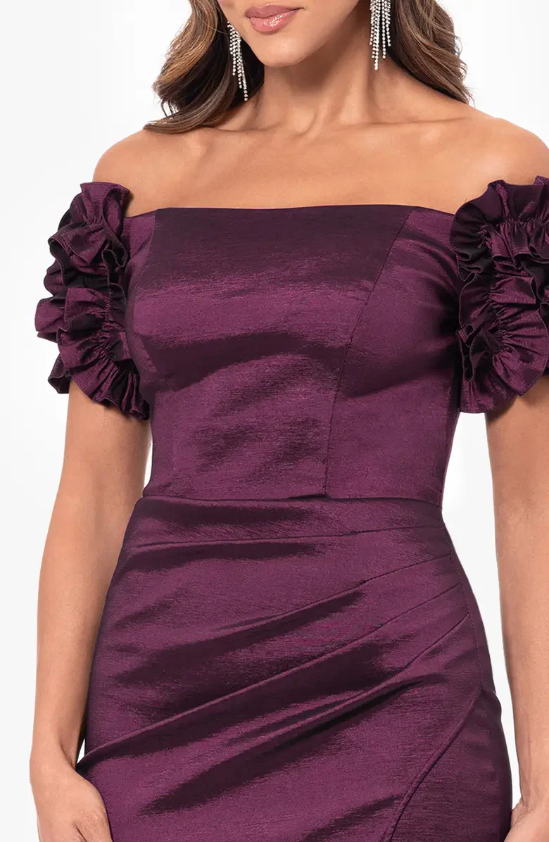 Xscape Evenings Taffeta Off the Shoulder Gown 6394X - Image 3