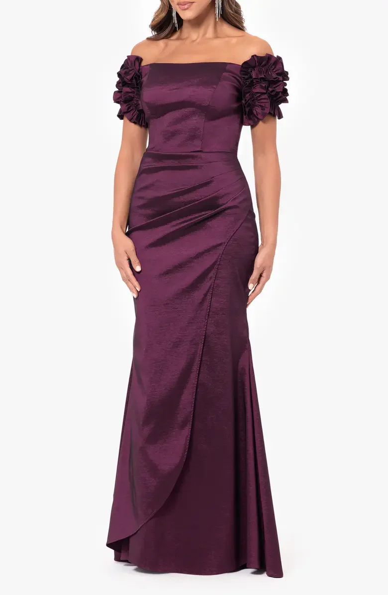 Xscape Evenings Taffeta Off the Shoulder Gown 6394X - Image 4