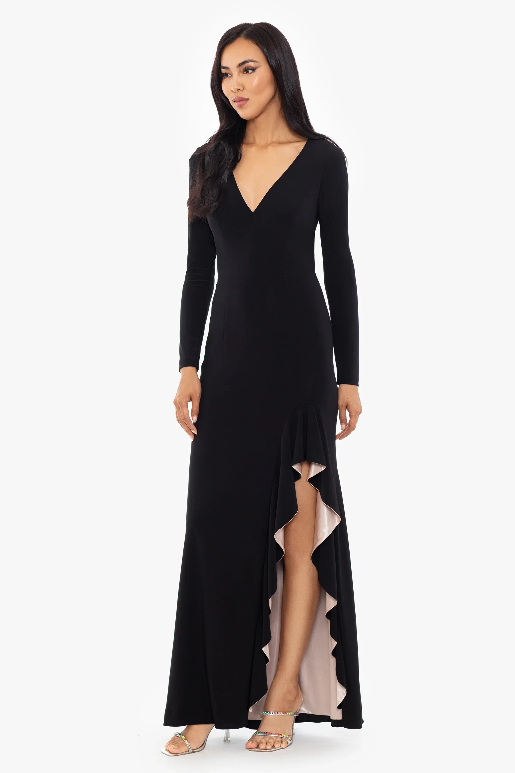 Xscape Evenings "Trudy" Long Sleeve Ruffle Evening Dress 5889X - Image 3